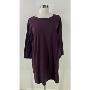 Eileen Fisher Cotton Blend Long Sleeve Tunic Top